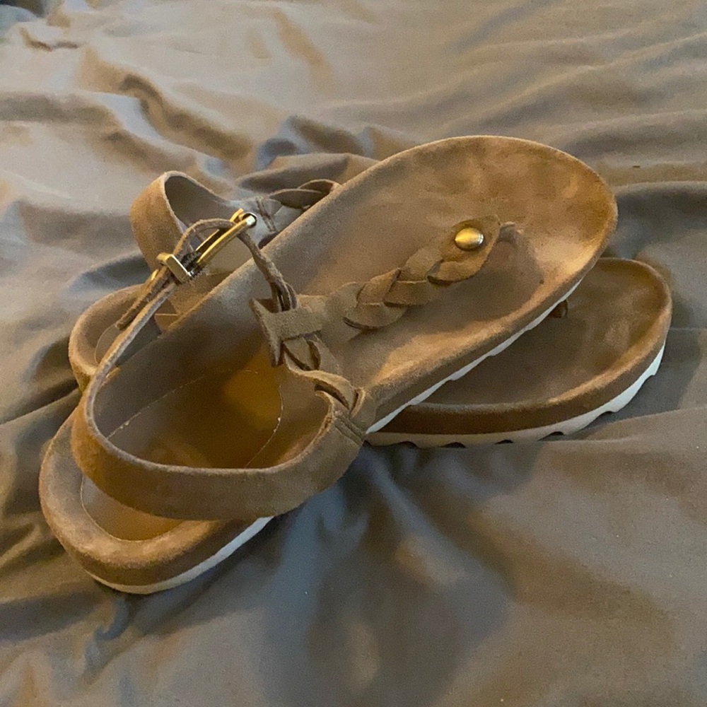 Gianni Bini Braid Strap Brown Sandals